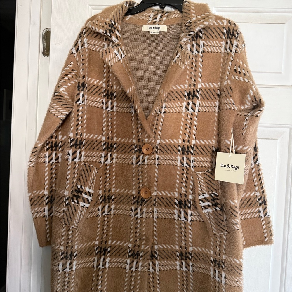 Women's Tan Plaid Coat